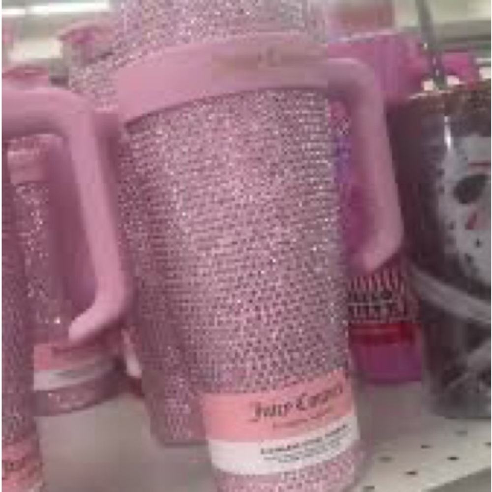 Pink Glitter Insulated Party Tumbler with Handle - Pink